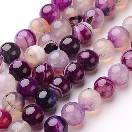 Natural Striped Agate/Banded Agate Beads Strands X-G-D845-01A-8mm-1
