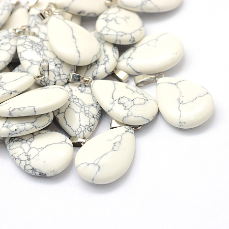 Teardrop Natural Howlite Pendants G-Q368-19-1