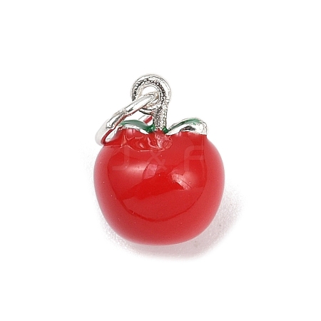 Teachers' Day Fine Silver Red Enamel Fruit Charms STER-F060-01S-03-1