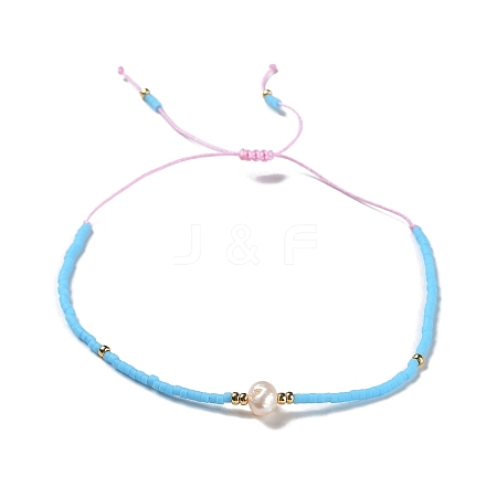 Glass Imitation Pearl & Seed Braided Bead Bracelets WO2637-22-1