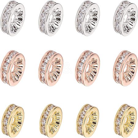 CZ Brass Micro Pave Grade AAA Cubic Zirconia Bead Spacers KK-NB0002-28-NR-1