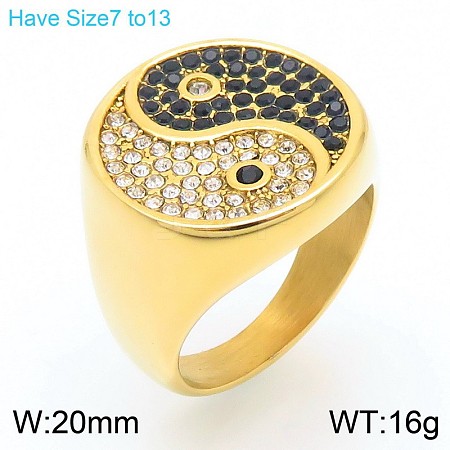 304 Stainless Steel Cubic Zirconia Finger Rings for Men FS-WG9BEFD-05-1
