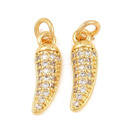 Brass Micro Pave Cubic Zirconia Charms KK-F927-29G-1