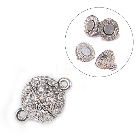 Alloy Rhinestone Magnetic Clasps with Loops BSAHH052-1