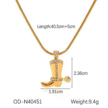 304 Stainless Steel Rhinestone Pendant Necklaces FS-WGDF7E7-06-1