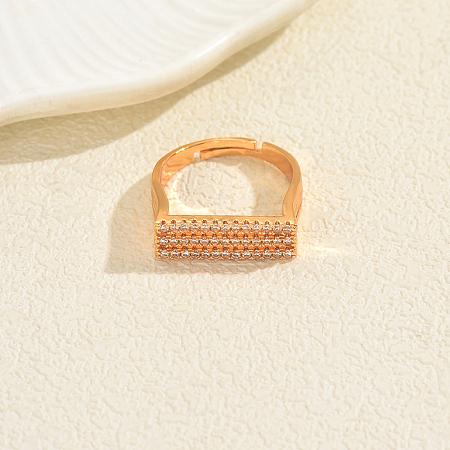 Brass Micro Pave Cubic Zirconia Finger Rings for Women KA7378-5-1