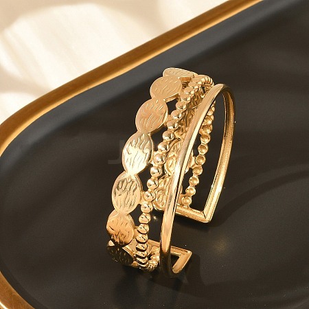 304 Stainless Steel Cuff Bangles for Women BJEW-B120-04G-03-1