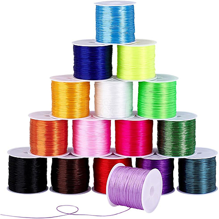 16 Rolls 16 Colors Flat Elastic Crystal String EW-PH0001-13-1