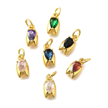 Brass Micro Pave Cubic Zirconia Pendants KK-Z102-03G-01-1