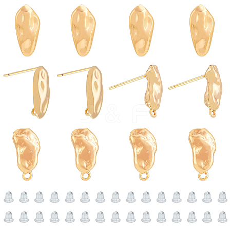 SUPERFINDINGS 12Pcs 2 Style Brass Stud Earring Findings KK-FH0004-95-1