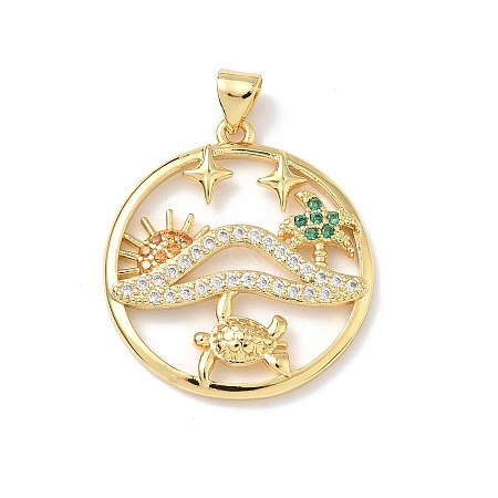 Brass Micro Pave Cubic Zirconia Pendants KK-P330-07B-G-1