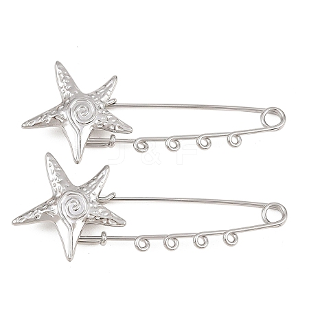 Starfish & Vortex 304 Stainless Steel Safety Pins Brooch Findings SA-CBA098D-16A-P04-1