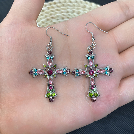 Cross Bohemian Style Alloy Crystal Rhinestone Dangle Earrings FS-WG32634-02-1