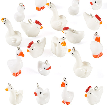16Pcs 4 Styles Opaque Resin Pendants RESI-TADJ0001-25-1