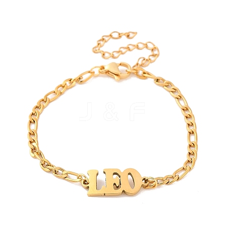 Constellation 202 Stainless Steel Figaro Chain Link Bracelets for Women Men AJEW-U006-01I-1