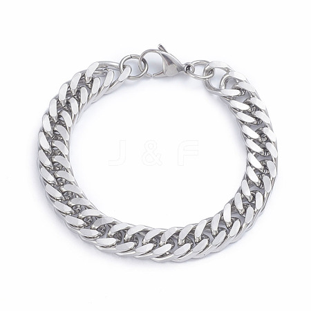 Men's 304 Stainless Steel Diamond Cut Cuban Link Chain Bracelets X-BJEW-L673-002C-P-1