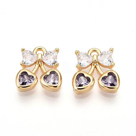 Brass Micro Pave Cubic Zirconia Charms KK-N261-94C-G-1