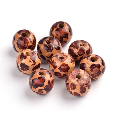 Printed Natural Wood Beads WOOD-R243-20mm-B02-1