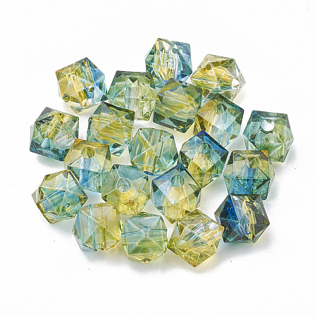Two Tone Transparent Spray Painted Acrylic Bead X-ACRP-T005-26B-1