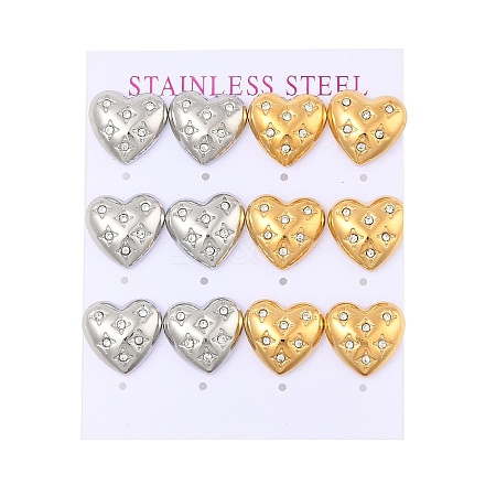 Ion Plating(IP) 304 Stainless Steel Heart Stud Earrings EJEW-C099-15GP-1