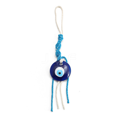 Flat Round with Evil Eye Resin Pendant Decorations EVIL-PW0002-12D-04-1
