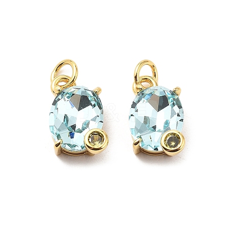 Oval Brass Micro Pave Cubic Zirconia Pendants KK-L237-020G-06-1