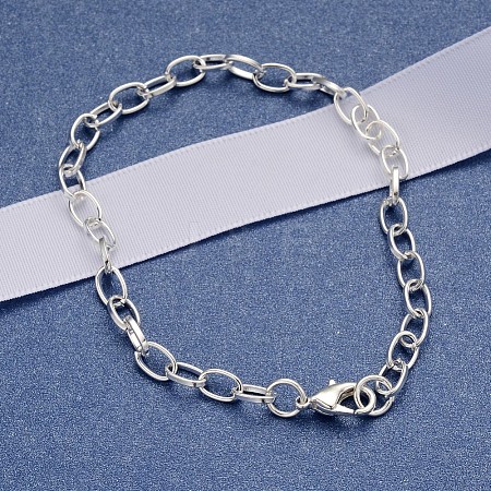 Iron Cable Chain Bracelet Making with Lobster Claw Clasps X-IFIN-H031-S-1