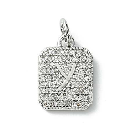 Rack Plating Brass Micro Pave Clear Cubic Zirconia Charms KK-G501-01Y-P-1