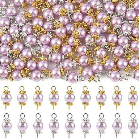 96Pcs 2 Style Glass Pearl Connector Charms PALLOY-FS00064-1