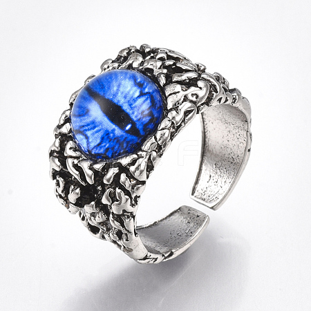 Alloy Glass Cuff Finger Rings RJEW-T006-01A-1