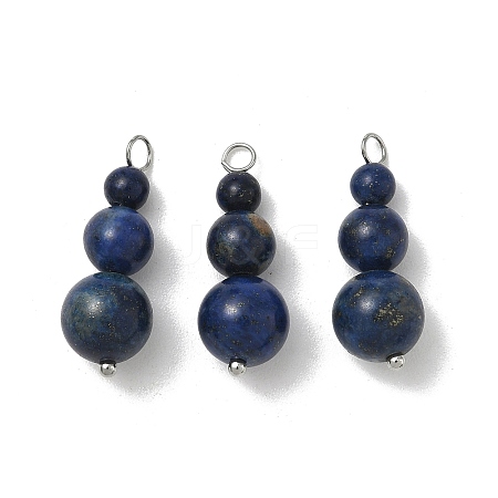 Natural Lapis Lazuli Round Beaded Pendants PALLOY-JF02867-12-1