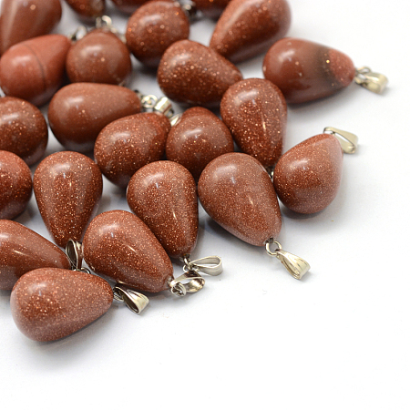 Teardrop Synthetic Goldstone Pendants G-Q435-14-1