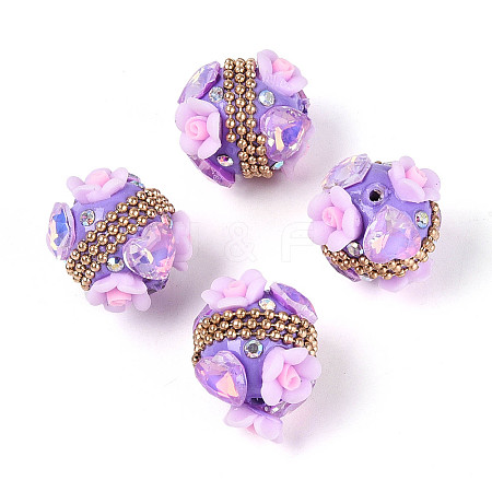 Handmade Polymer Clay Rhinestone Indonesia Beads CLAY-N015-07-1
