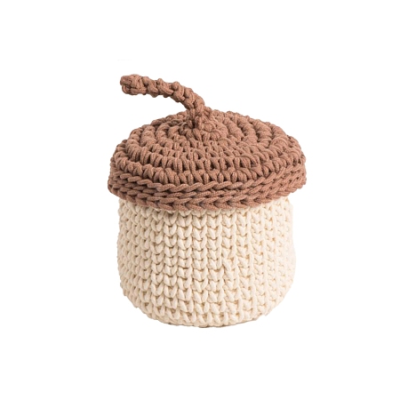 Acorn Shape Handmade Woven Cotton Rope Storage Basket PW-WG78662-01-1