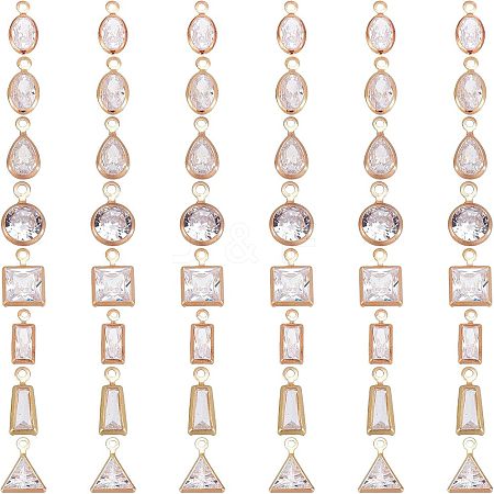  48Pcs 8 Style Brass Clear Cubic Zirconia Charms ZIRC-NB0001-87-1