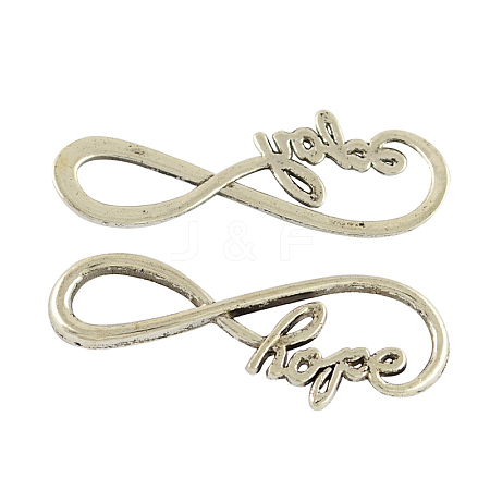 Tibetan Style Alloy Infinity with Hope Links TIBE-S230-AS-FF-1