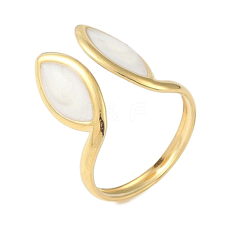 Ion Plating(IP) 304 Stainless Steel Enamel Horse Eye Open Cuff Rings for Women RJEW-L107-044G-01-1