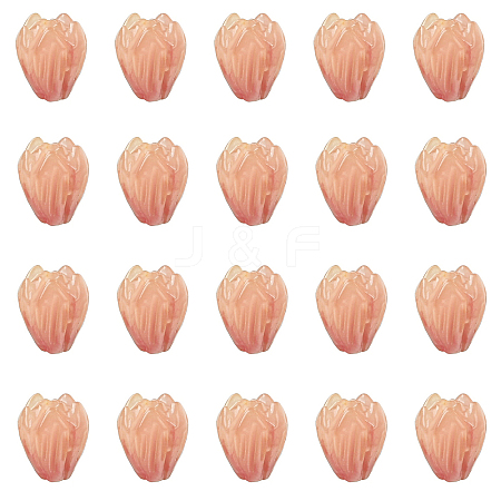 20Pcs Opaque Resin Flower Rose Beads RESI-YW0004-99E-1