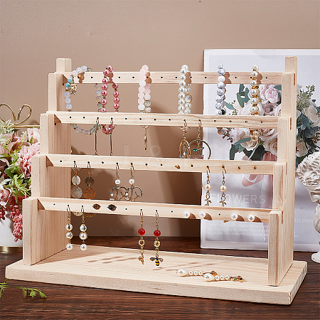 4-Tier Wood Earring Display Organizer Holder EDIS-WH0031-05A-1