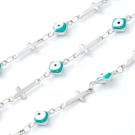 304 Stainless Steel Enamel  Link Chains STAS-H145-13P-1
