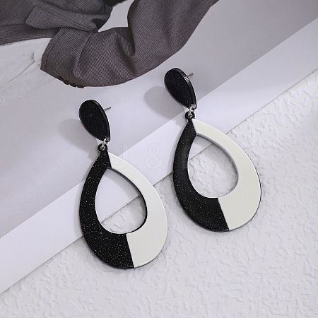 Acrylic Stripe Dangle Stud Earrings FS-WG5637F-02-1