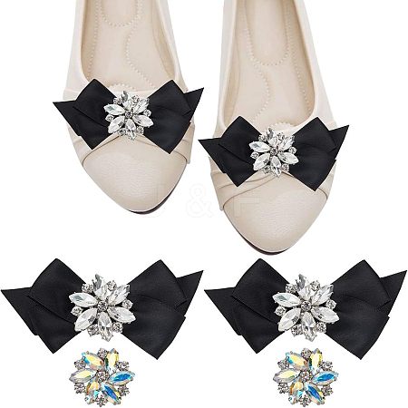  4Pcs 2 Style Glass Rhinestone Shoe Decorations FIND-NB0002-34A-1