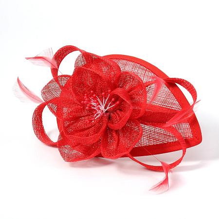 Elegant Red Fascinators UK for Weddings OHAR-S166-01-1