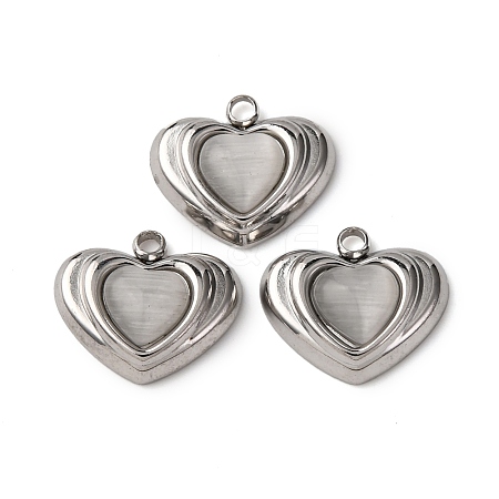 304 Stainless Steel Cat Eye Pendants STAS-P406-05P-1