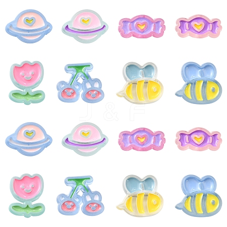 32Pcs 8 Style Transparent Acrylic Beads MACR-FS0001-95-1