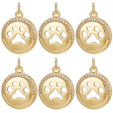 10Pcs Brass Micro Pave Cubic Zirconia Pendants KK-BBC0010-78-1