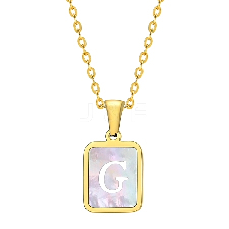 Shell Rectangle Pendant Initial Necklaces PW-WGEBFCF-07-1