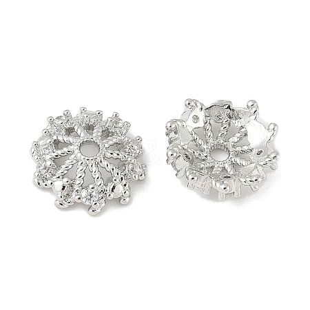 Brass Micro Pave Clear Cubic Zirconia Bead Caps KK-V015-08P-1