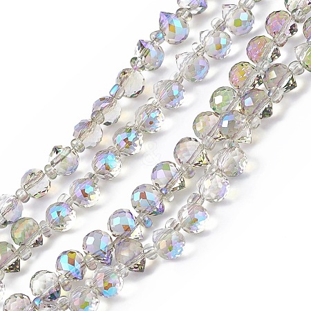 Transparent Electroplate Glass Beads Strands EGLA-F152A-HR01-1