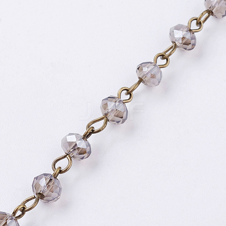 Handmade Glass Faceted Rondelle Beads Chains AJEW-PH00495-08-1